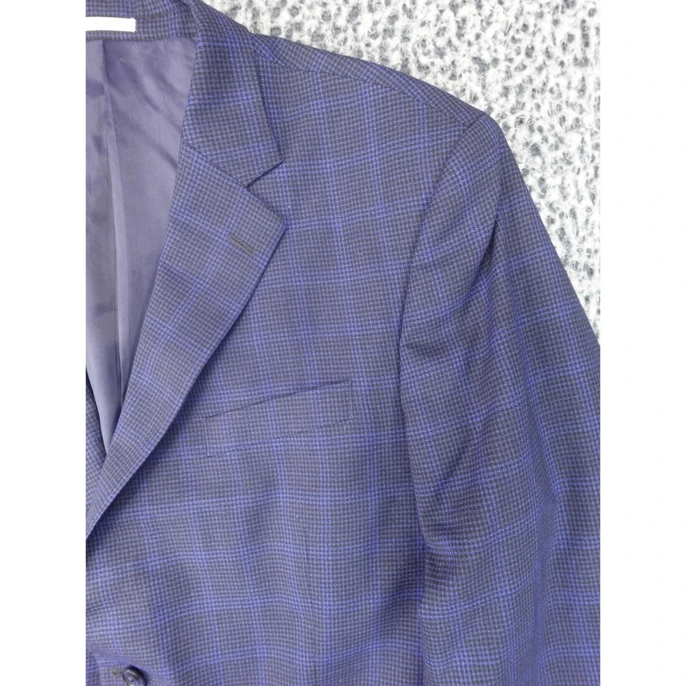 Peter Millar Sport Coat Mens 46R Navy Blue Purple Check Blazer Excellent Canada